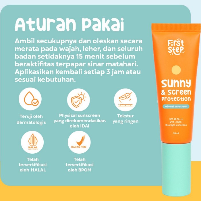 FIRST STEP Sunny Screen Protection SPF 50 Sunscreen 30ml Sunblock Bayi 30 ml