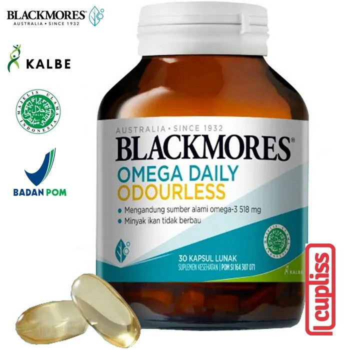 BLACKMORES Multivitamin Oudourless Omega 3 Daily - 30 caps BPOM Kalbe