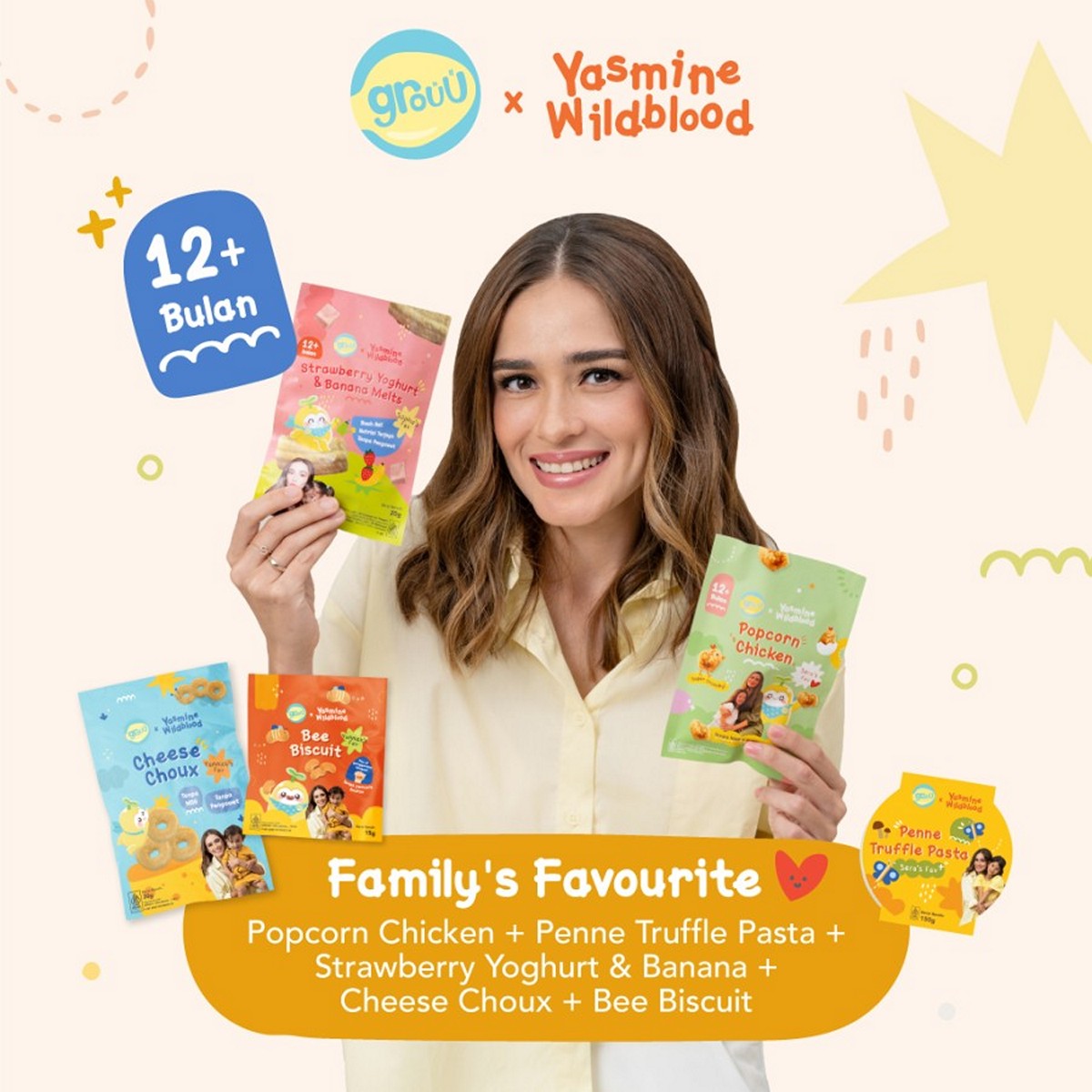 GROUU x Yasmine Strawberry Yogurt Banana Melt 20gr Snack Cemilan Bayi Anak 12+ Buah Asli Dry Food MPASI