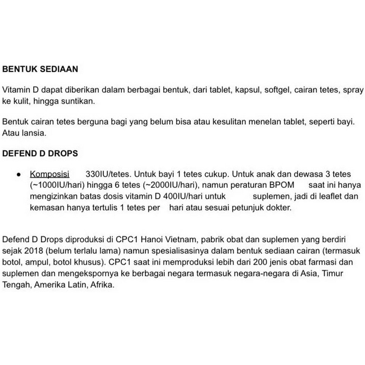 Defend D Drops Vitamin D3 330IU Tetes Suplemen Kesehatan Dewasa Anak 15ml