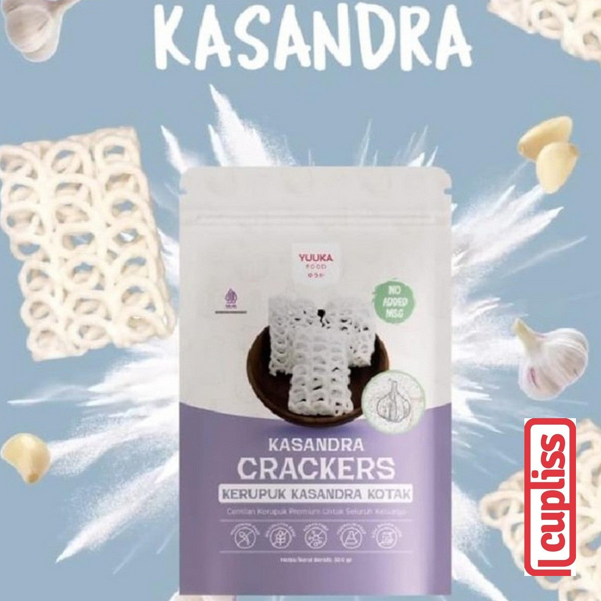 YUUKA FOOD Crackers Kerupuk Bawang Krupuk Mawar Kasandra Kecil Besar Kotak 300gr MPASI Anak