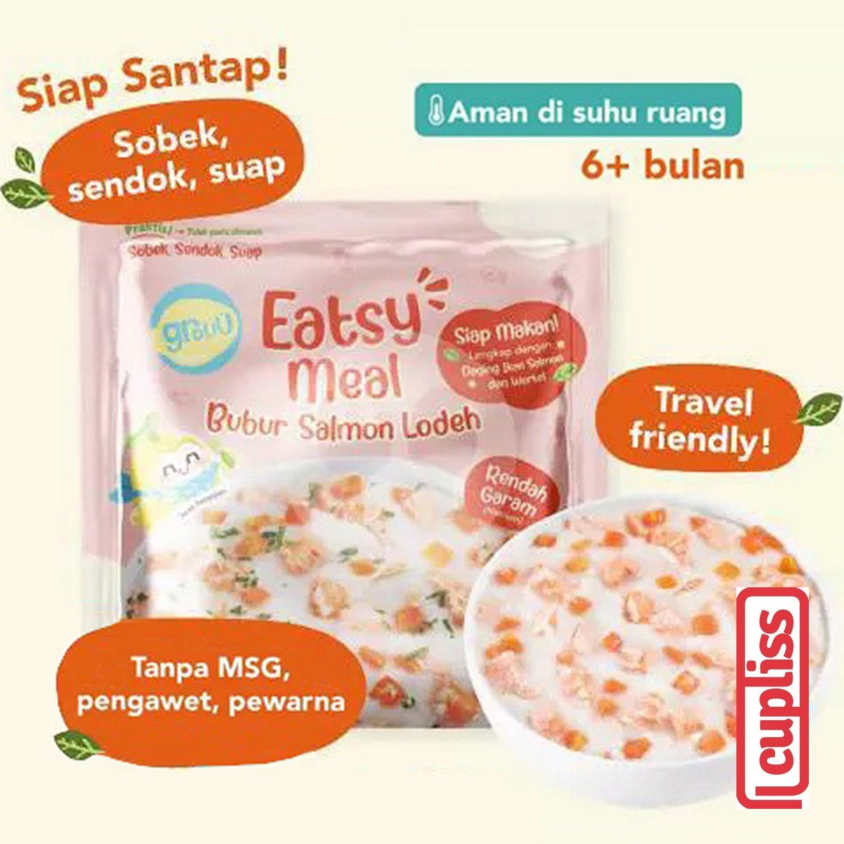 GROUU Eatsy Meal Bubur Bayi Siap Saji Instant MPASI Cemilan Anak 6+