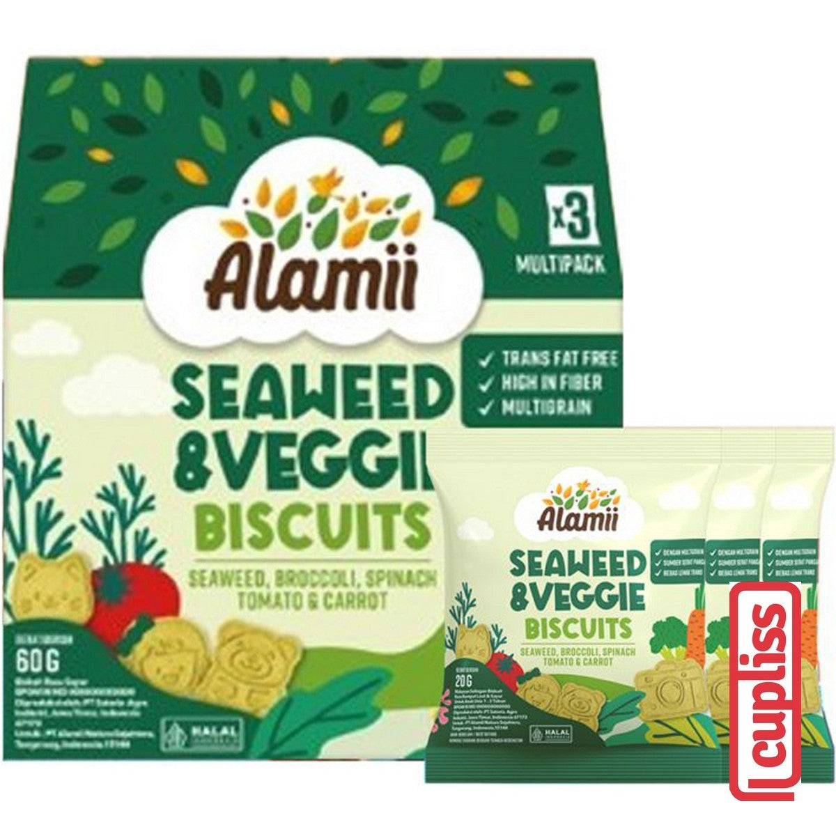 Alamii 60g Multigrain Biskuit Cemilan Snack Bayi Anak Sehat Trans Fat Free Biscuits Camilan