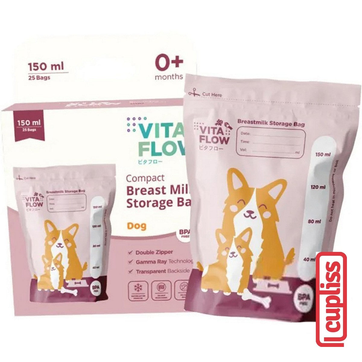 VitaFlow Breastmilk Kantong ASI Storage Bags 100ml 120ml 150ml isi 30 pcs Vita Flow Susu Steril
