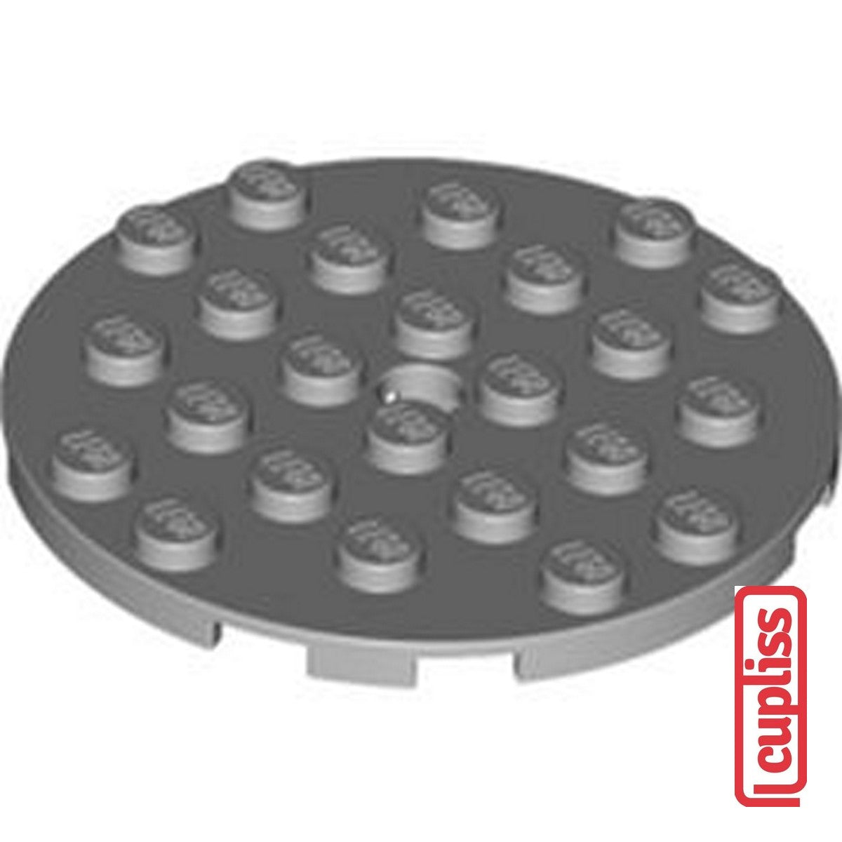 x1 LEGO Parts 6015349 Plate 6x6 Round With Tube Snap Medium Stone Grey 11213