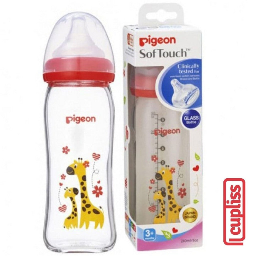 Pigeon Glass Bottle Wide Neck 240 ml Giraffe Botol Susu Kaca 240ml