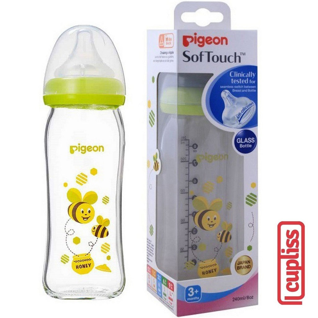 Pigeon Glass Bottle Wide Neck 240 ml Bee Botol Susu Kaca 240ml