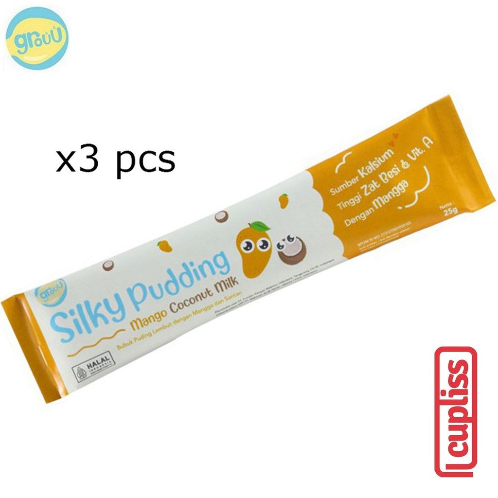 25gr sachet GROUU Silky Puding Powder Bubuk Pudding Snack Bayi Lembut Cemilan MPASI 8+