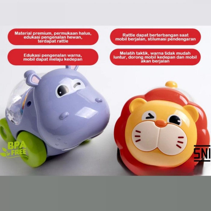 IQANGEL Bouncy Animal Car Mainan Mobil Bayi Karakter IQ Angel