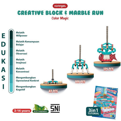 IQANGEL Creative Block & Marble Run Toys Color Magic IQ1019 Mainan Susun Balok IQ Angel
