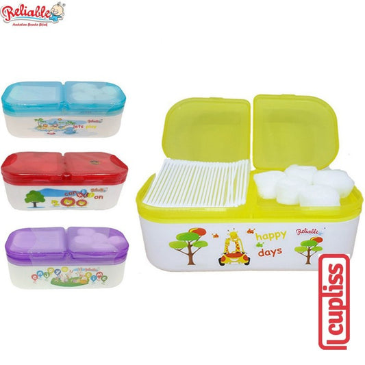 Reliable Tempat Bedak Bayi Double Susun Storage Cotton Ball Buds 10400