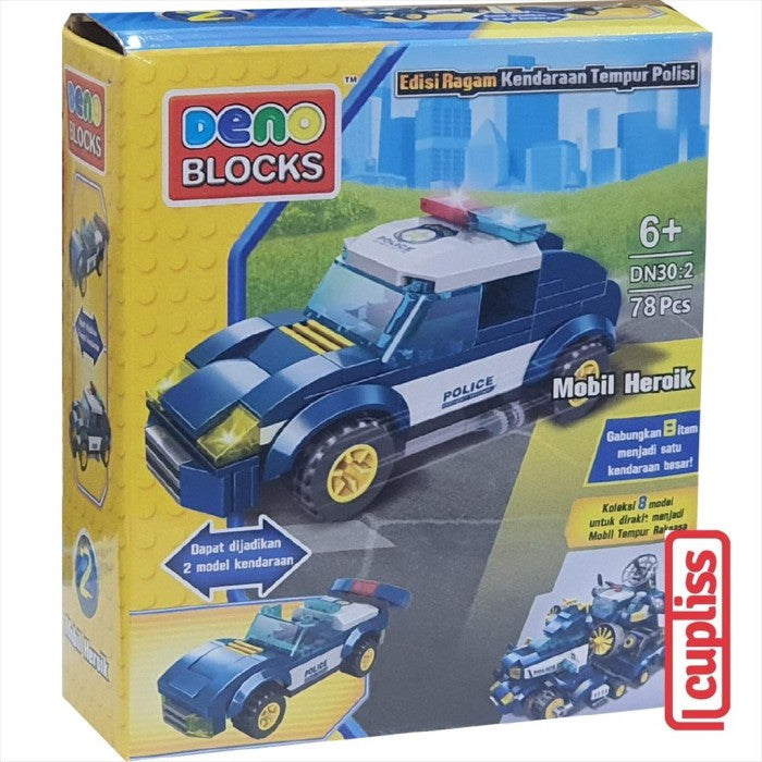 DENO DN30 Blocks Mobil Heroik 8 Assortement Mainan Anak