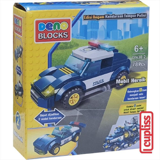 DENO DN30 Blocks Mobil Heroik 8 Assortement Mainan Anak
