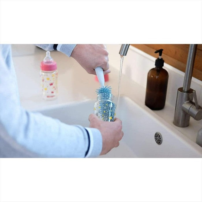BEABA Silicone Bottle Brush 2in1 Blue Sikat Botol