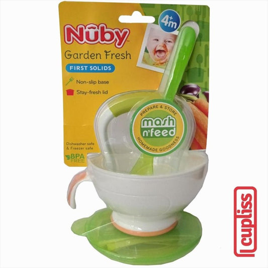 NUBY 111615 Garden Fresh Mash and Feed White Green