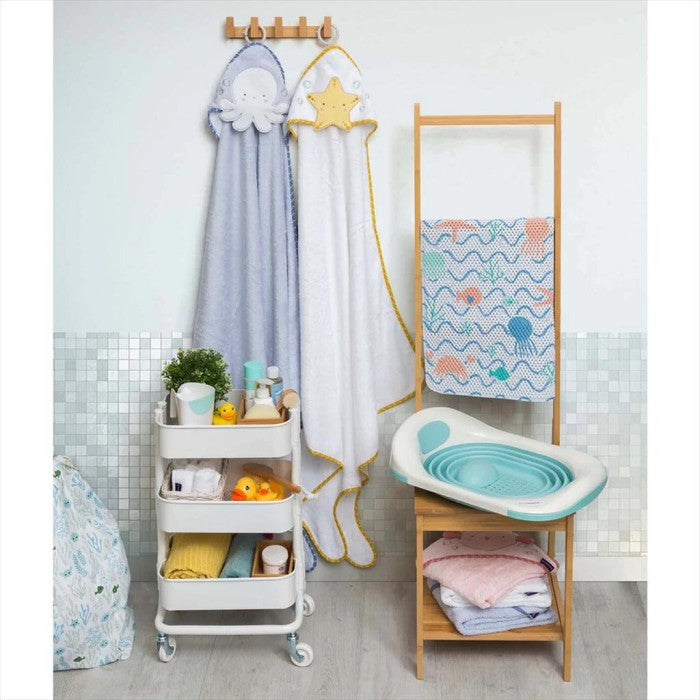 ClevaMama Bamboo Apron Towel White Star Handuk Mandi Bayi