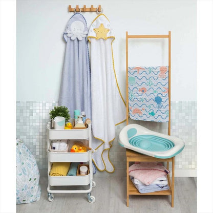ClevaMama Bamboo Apron Towel White Star Handuk Mandi Bayi