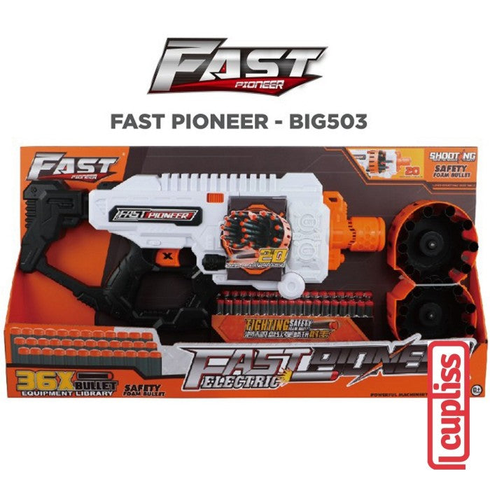 FAST Pioneer Electric Machine Gun 36 Darts Pistol Mainan