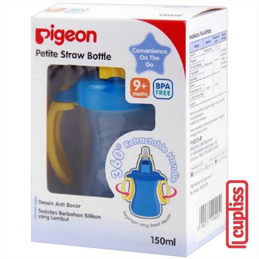 PIGEON Petite Straw Bottle 150ml Blue Cangkir Botol Minum 150 ml