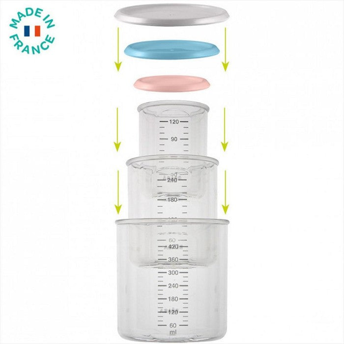 BEABA Set 3 Portions Food Jar 126795 Grey Blue Pink Tempat Makan Anak