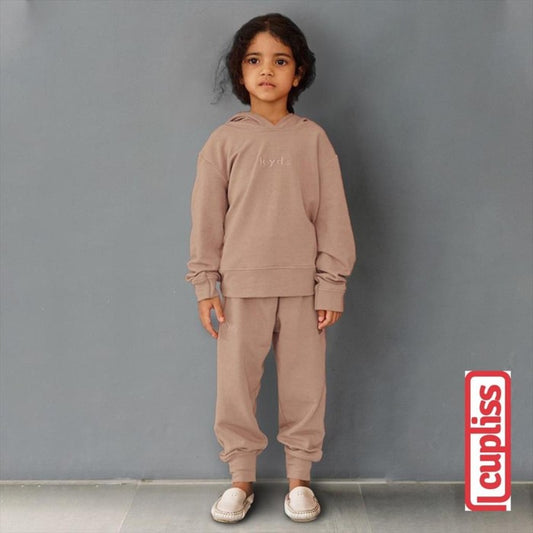 Kyds Jersey Hoodie Set Mocca Brown Setelan Hoodie Anak