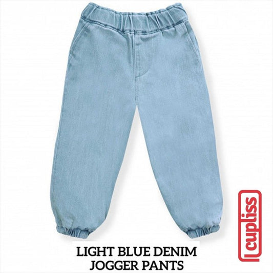 Light Blue Little Palmerhaus Jogger Denim Celana Anak