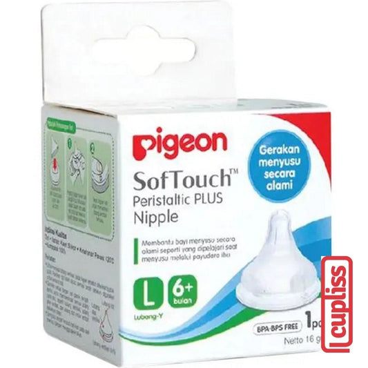 PIGEON Peristaltic Nipple Plus Size L Wide Neck 1pcs Box Dot Bayi