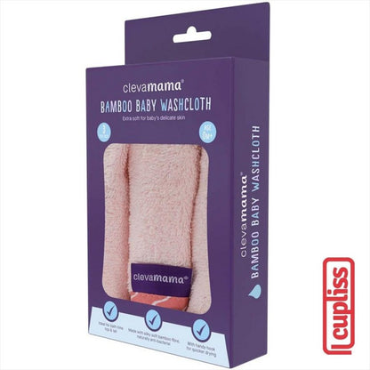 ClevaMama Bamboo Washcloth Baby 3 pcs Pink Stripe Lap Muka Bayi