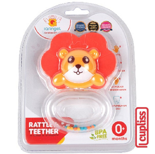 IQAngel Rattle Teether Toy Lion Orange Mainan gigitan Bayi