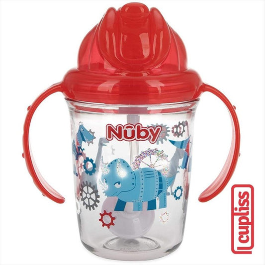 NUBY 126320 240 ml Tritan Flip it Glitter Red Dino Botol