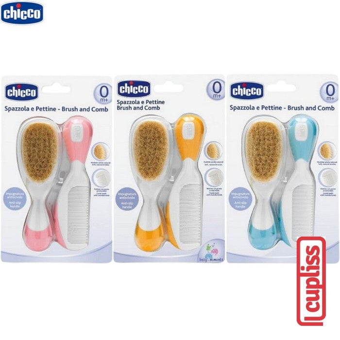 CHICCO Weaning Brush And Comb 0M+ Sisir Bulu Halus Rambut Bayi