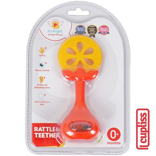 IQAngel Rattle Teether Toy Orange Mainan gigitan Bayi