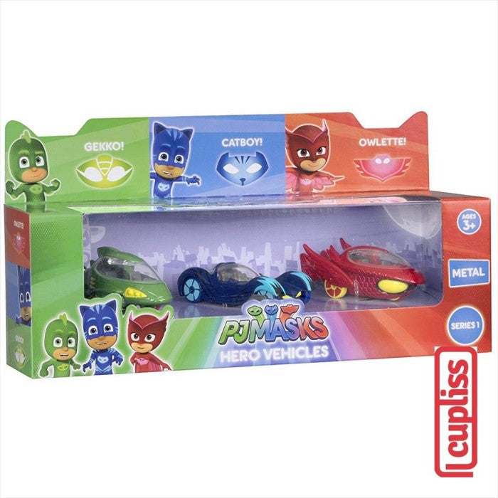 PJ Masks Die Cast Hero Vehicle Pack of 3 Gekko Owlette Cat Car