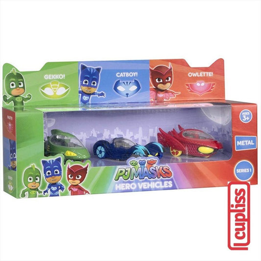 PJ Masks Die Cast Hero Vehicle Pack of 3 Gekko Owlette Cat Car