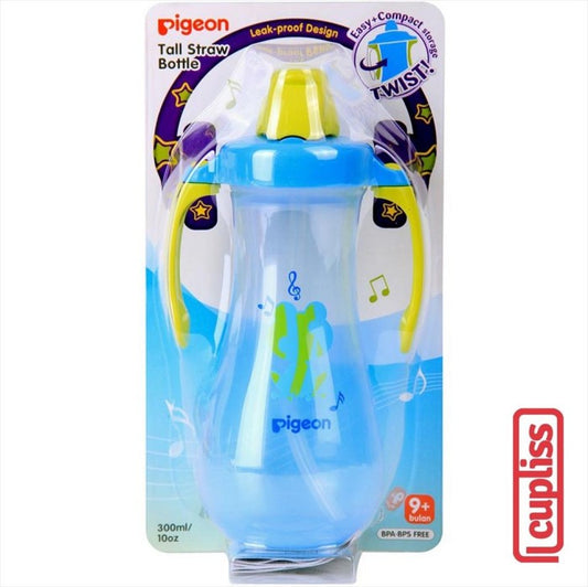 PIGEON Tall Straw Bottle 300ml Blue 300 ml Botol