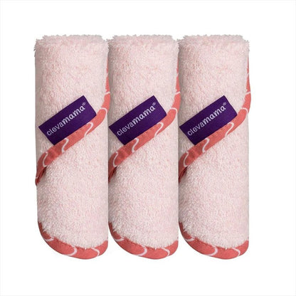 ClevaMama Bamboo Washcloth Baby 3 pcs Pink Stripe Lap Muka Bayi