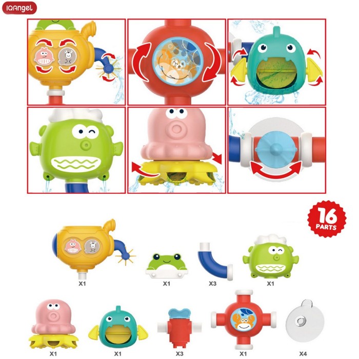 IQANGEL DIY Bath Toys 16 Part IQ8070 Mainan Mandi Air Bayi IQ Angel