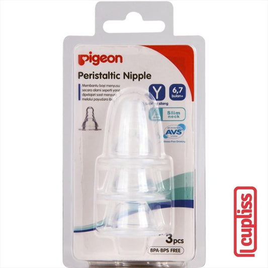 PIGEON Peristaltic Nipple Slim Neck Y 3pcs Blister Dot Bayi
