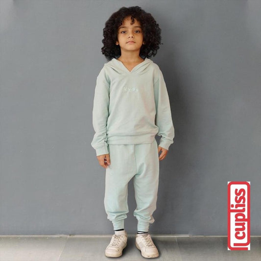 Kyds Jersey Hoodie Set Soft Blue Setelan Hoodie Anak