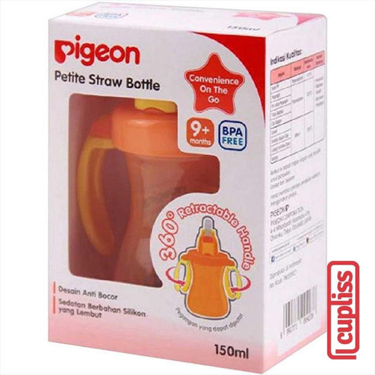 PIGEON Petite Straw Bottle 150ml Orange Cangkir Botol Minum 150 ml