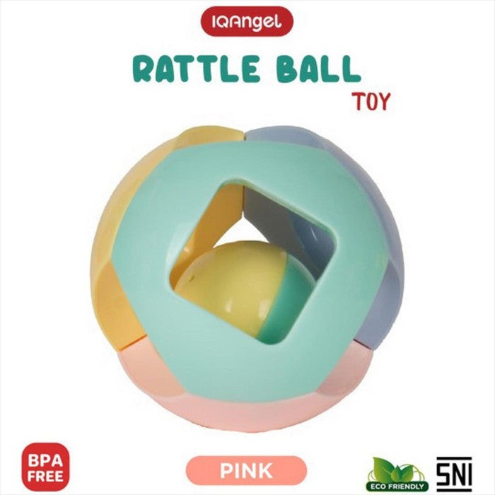 IQANGEL Rattle Ball Toy Mainan Bola Kerincingan Bayi IQ Angel Pink