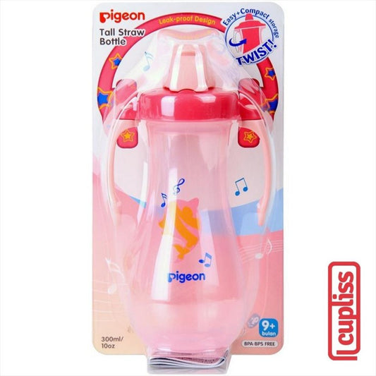 PIGEON Tall Straw Bottle 300ml Pink 300 ml Botol