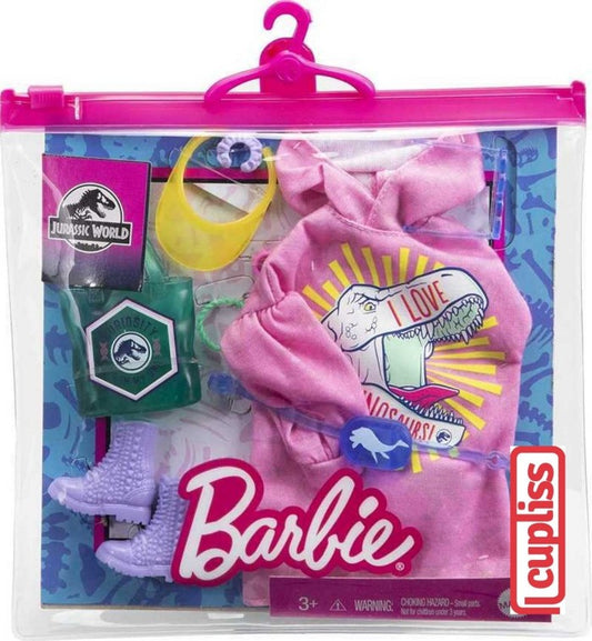 Mattel GRD62 Barbie Fashions Storytelling Pink Hoodie Jurassic GWB08