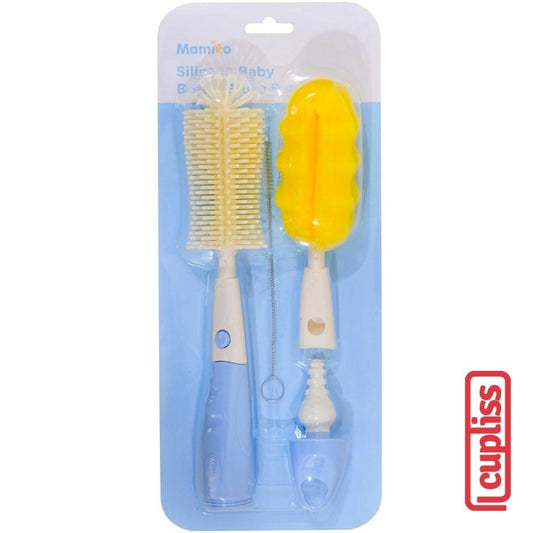 KUB x Mamiko Multifunction Silicone Baby Bottle Brush Set Blue