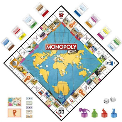 Hasbro Board Game F4007 Monopoly Travel World Permainan papan