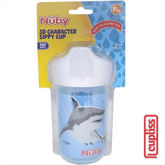NUBY 3D Character 355ml Spout Cup Shark 355 ml Gelas Minum Sippy