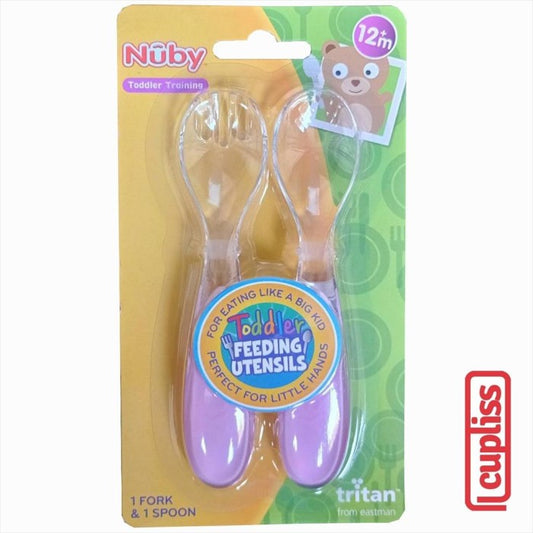 NUBY 125141 Tritan Spoon n Fork Pink Sendok Anak