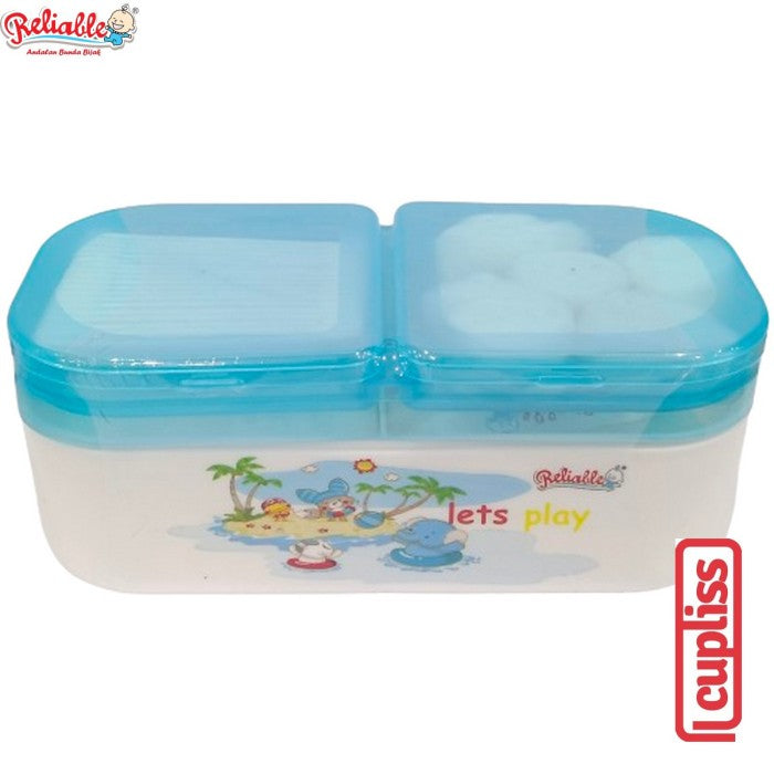 Reliable Tempat Bedak Bayi Double Susun Storage Cotton Ball Buds 10400