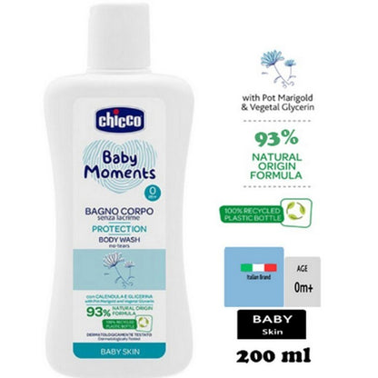 CHICCO Baby Moments Body Wash Protection 200ml Sabun Badan Bayi 200 ml 10579