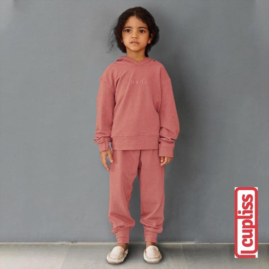 Kyds Jersey Hoodie Set Mauve Pink Setelan Hoodie Anak